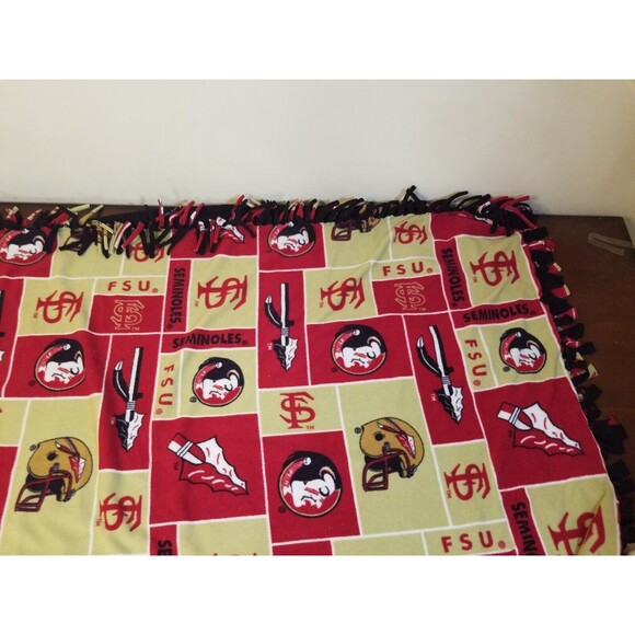 Florida State University Seminoles Hard Tied Fleece Throw Blanket 52x68 - Picture 3 of 5